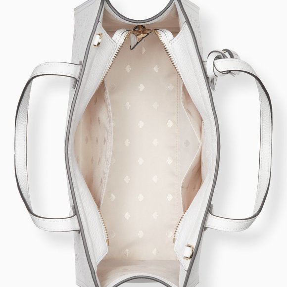 NWT Kate Spade White perf medium top zip satchel - Picture 2 of 4